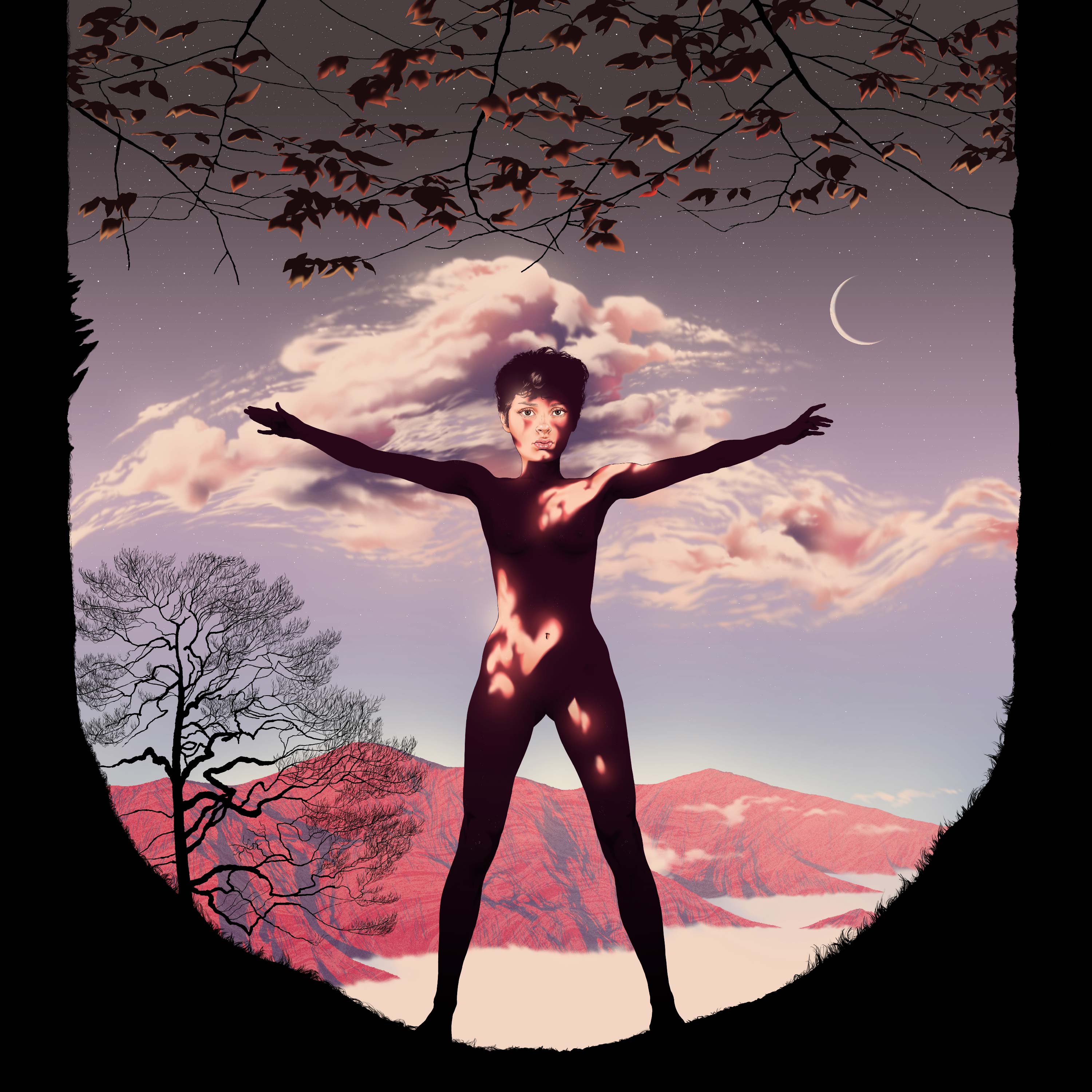 Artwork combining a dancer with an imagined landscape