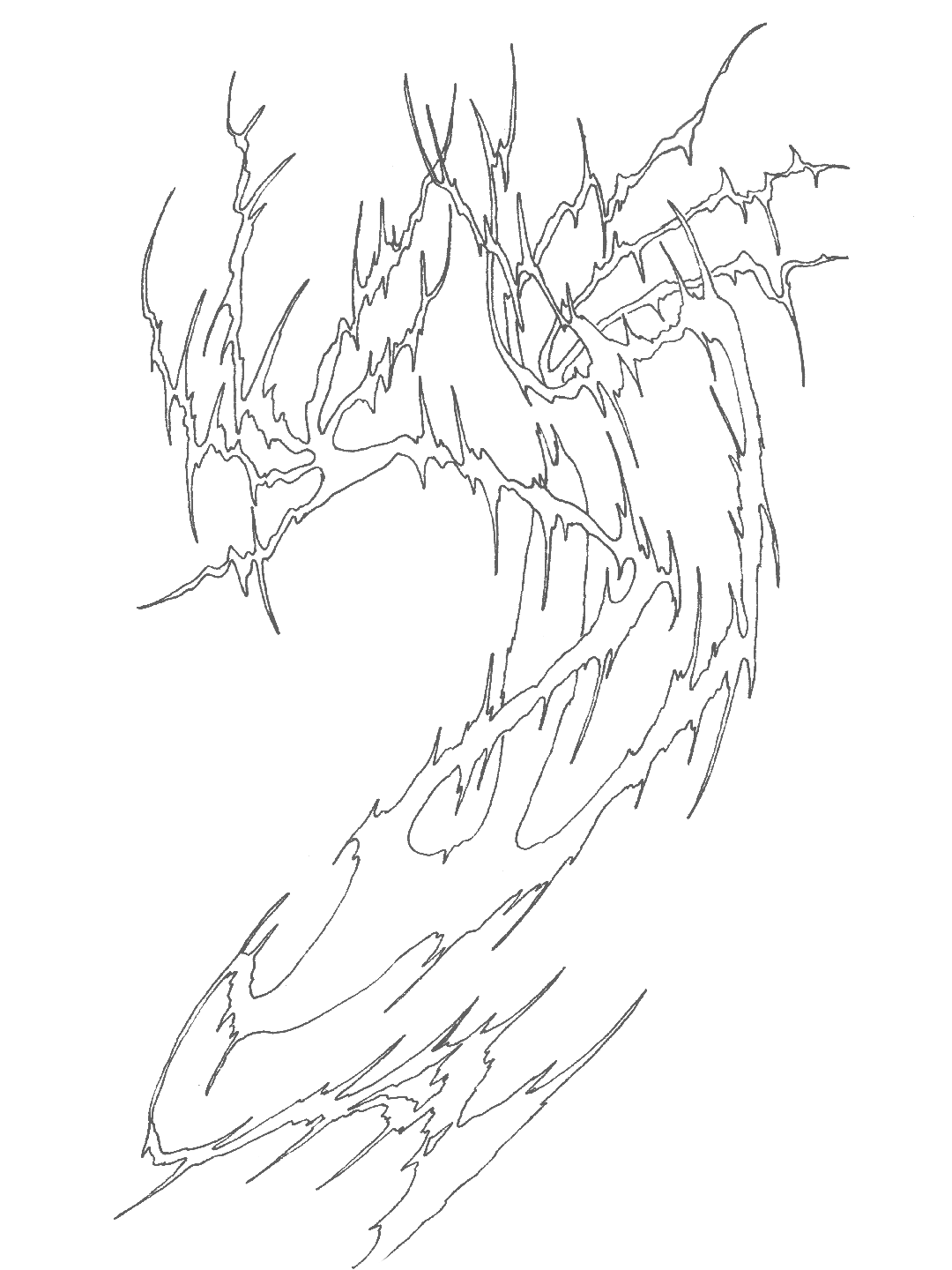 White branching drawing against a black background