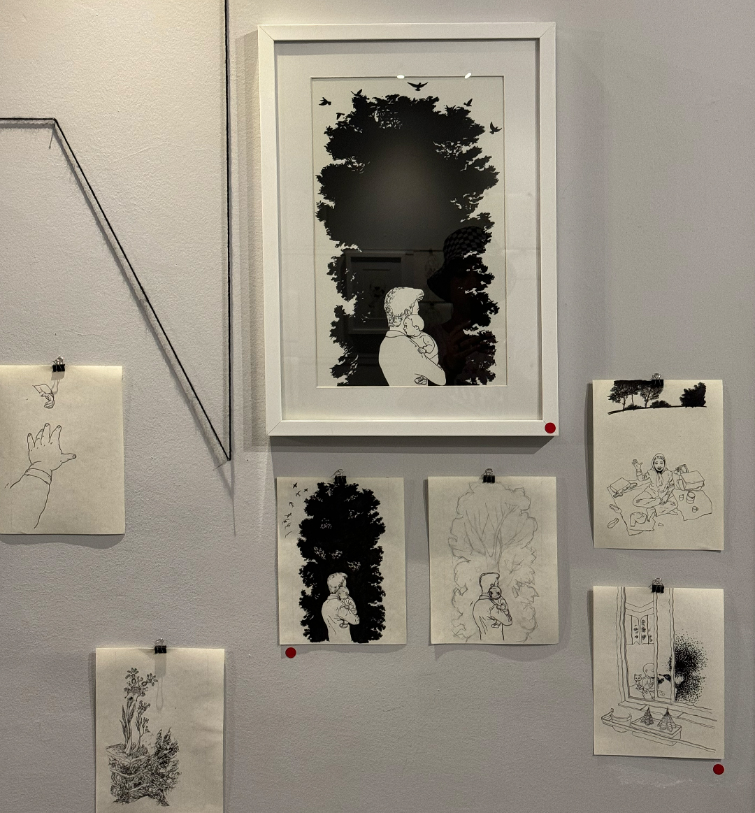 Original drawings and comics on display