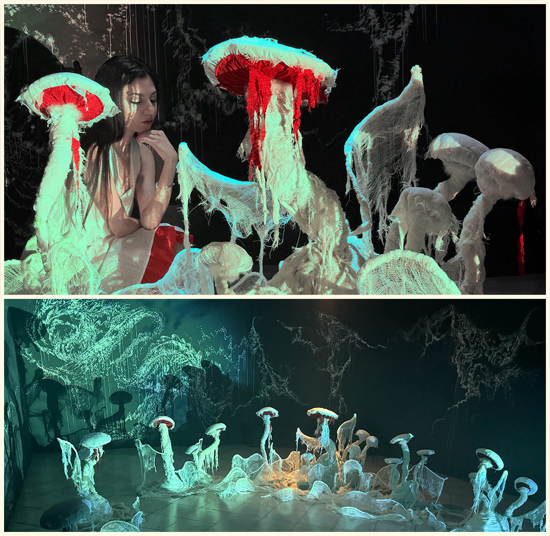 Sculptural forms and video mapping